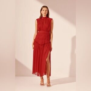 NWT Shona Joy Red Clemence High Neck Dress